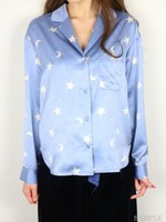 【石原さとみさん着用】星柄オープンカラーシャツ/ライトブルー