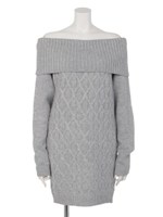 オフショルケーブルニットOP/WHT