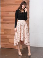 花柄イレヘム/スカート/ピンク