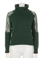 ７Ｇアンゴラ混肩レースプルオーバー/モスグリーン