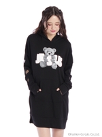 袖ハートあきBearプリントパーカーOP/オフホワイト