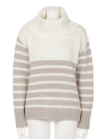 ブークレラメパネルボーダーオフタートルプルオーバー/ラベンダー