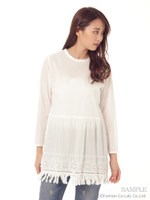 フリンジレースチュニック/ホワイト