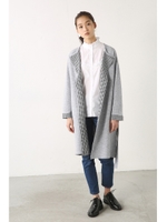 【AZUL by moussy】ギンガムジャカードニットガウン/NVY