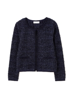 ◆大きいサイズ◆ツイードライクニットジャケット/ネイビー(120)