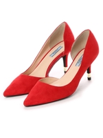 【EVOL】ILIMA サイドオープンポインテッドスエードパンプス/レッドスエード