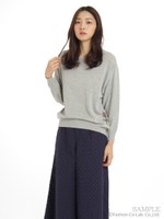 カラフルフォークロア刺繍ニットプルオーバー/杢グレー