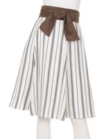 サッシュベルト付フレアスカート/ストライプ
