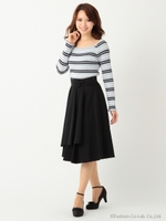 ボーダースクエアーネックニット/ライトグリーン