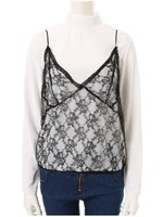 レースキャミソール×ベロアトップスセット/ホワイト