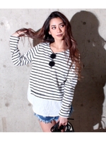 【ANAP】ボーダーレイヤードトップス/NV/WH