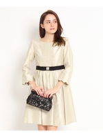 シャンタンスカラップワンピース/ネイビー(093)