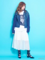 チュールスウェットスカート/RED