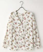 花柄Vネックブラウス