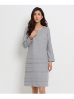 ウール裾タックワンピース/グレー(012)