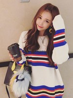 カラフルボーダーニットプルオーバー/ブラック