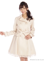 裾レーストレンチコート/ベージュ
