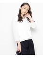 八分袖ラウンドネックプルオーバーブラウス/アイボリー(004)