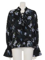 FLOWER W TIE BELL TOPS/BRN