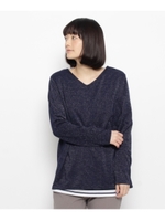 ラメ裏毛×ボーダータンクドッキングプルオーバー/グレー(012)