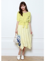 カラーレースフレアスカート/ライトイエロー