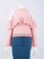 クロシェフリルトップス/ピンク