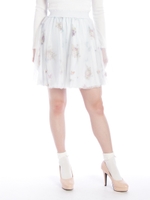 プリントチュールスカート/ホワイト