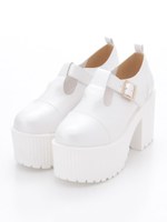 ボリューム厚底パンプス/ホワイト