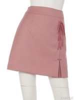 レースアップ台形スカート/ピンク