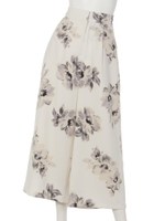 水彩アネモネ柄フルレングスワイドパンツ/ベージュ