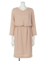 Vネックブラウジングワンピース/ネイビー