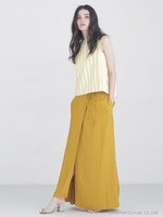 【MORE 7月号掲載】マルチストライプベスト風ブラウス/イエロー