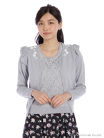 肩フリルカーデインナーレースアンサンブル/ライトブルー