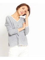 配色ラインワッフルカットソー/ナチュラル(450)