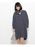 ボーダーコクーンワンピース/ダークグレー(313)