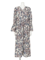 【Omekashi】カラフルペイズリー柄ガウンワンヒ/レッド