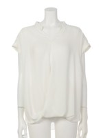 フレンチスリーブカシュクール風トップス/ネイビー