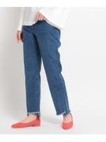 裾イレギュラーストレートデニムパンツ/ネイビー(093)