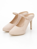 【R&E】ベルテッドミュールパンプス/ベージュスエード