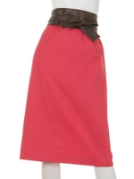 サッシュベルト付ロングタイトスカート/キャメル