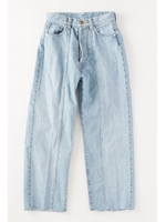 ハイウエスト切替デニムパンツ/L-INDIGO