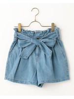 ベルト付きデニムショーパン/インディゴ