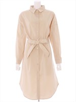 ベルト付ロングシャツワンピ/サックス