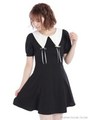 リボン衿パフ袖ワンピース/アイボリー