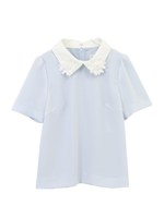 衿レース付プルオーバー/オフホワイト