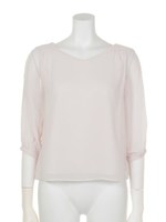 肩背中開きシフォンブラウス/グレー
