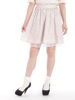 ウエストフリル花柄フレアスカート/ネイビー