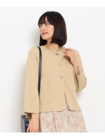 ビジュー釦ジャケット風カーディガン/ライトベージュ(051)