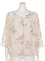 花柄プリントブラウス/ベージュ