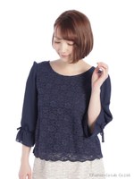 刺しゅうレースシルケットカットソー/コン